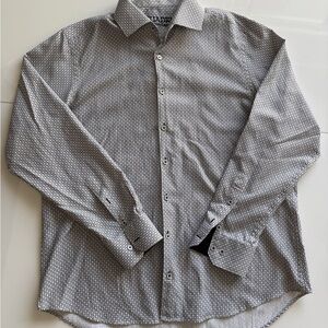 Cuadra Long Sleeve Cotton Gray Patterned Button Down Shirt